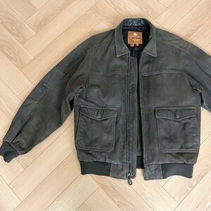Vintage Brown Leather Bomber Jacket